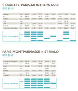 Horaire LGV17 ete