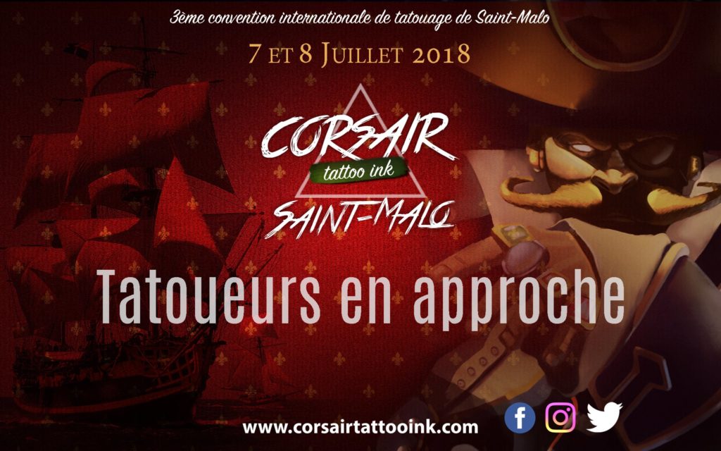 AFFICHE CONVENTION CORSAIR TATTOOO INK à SAINT-MALO, les 7 et 8 juillet 2018